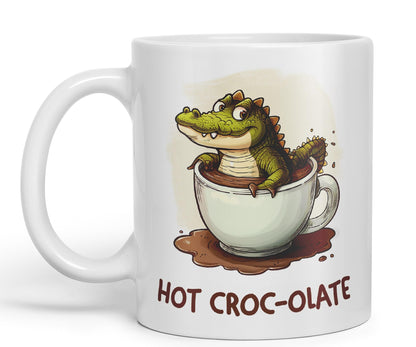 Hot Croc-olate, hot Chocolate Crocodile Joke sarkasm Sarcastic Ceramic Coloured Mug Cup for Tea Coffee Hot Brew 330ml 11Oz Gift