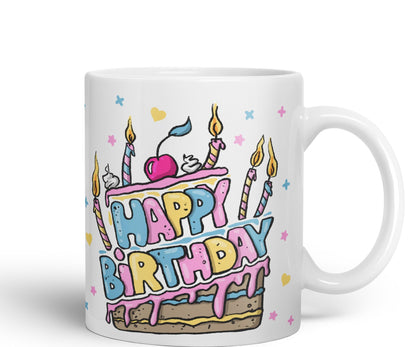 Vixar Happy Birthday Mug Cake Ceramic Coloured Mug Cup Gift Tea Coffee Christmas Office Home
