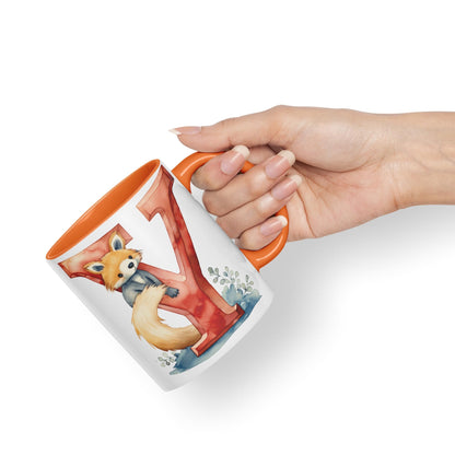 Letter Y mug, Animals Alphabet Letter Y Monogram animal for kids Ceramic Coloured Mug Cup for Tea Coffee Hot brew 330ml 11Oz Gift