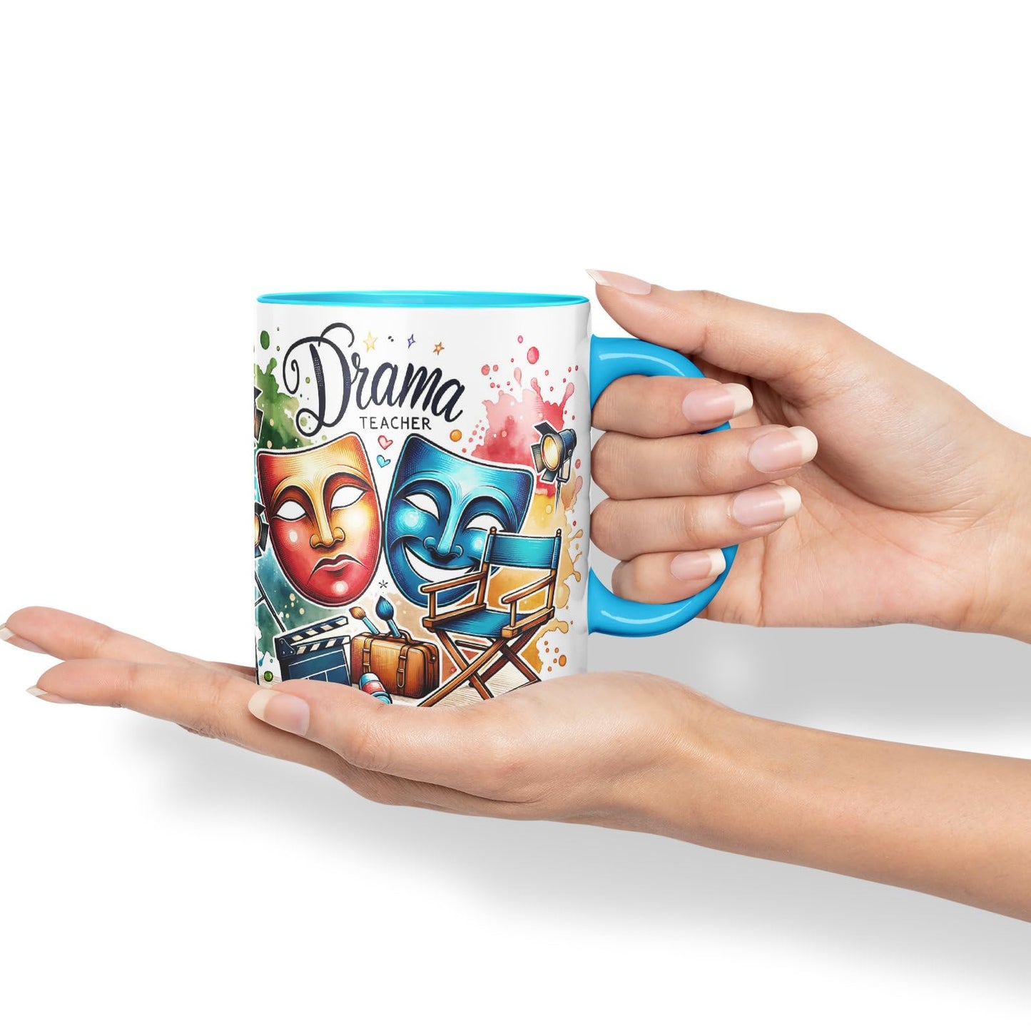 Vixar Drama Teacher Mug Thank You, End of School Gift Ceramic Coloured Mug Cup for Tea Coffee Hot Brew 330ml 11Oz Gift
