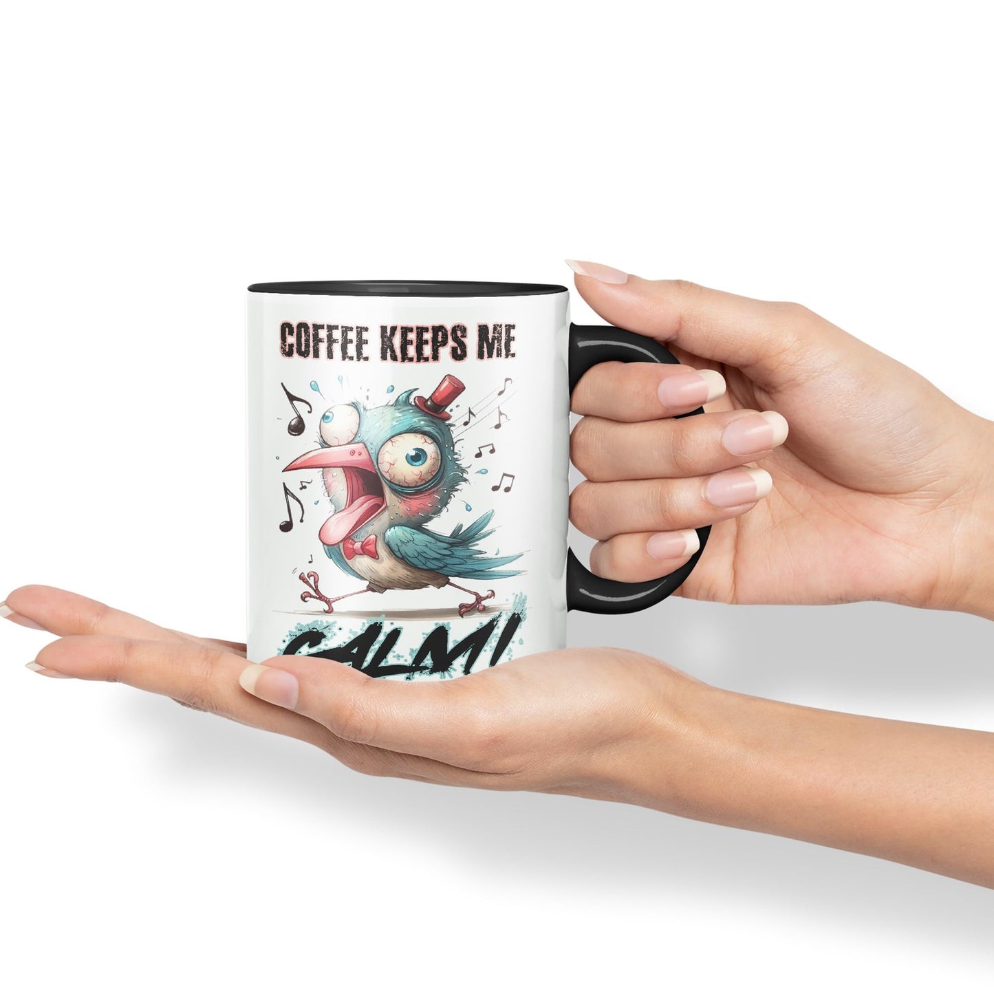 Coffe Keeps me Calm Bird Joke sarkasm Sarcastic Ceramic Coloured Mug Cup for Tea Coffee Hot Brew 330ml 11Oz Gift