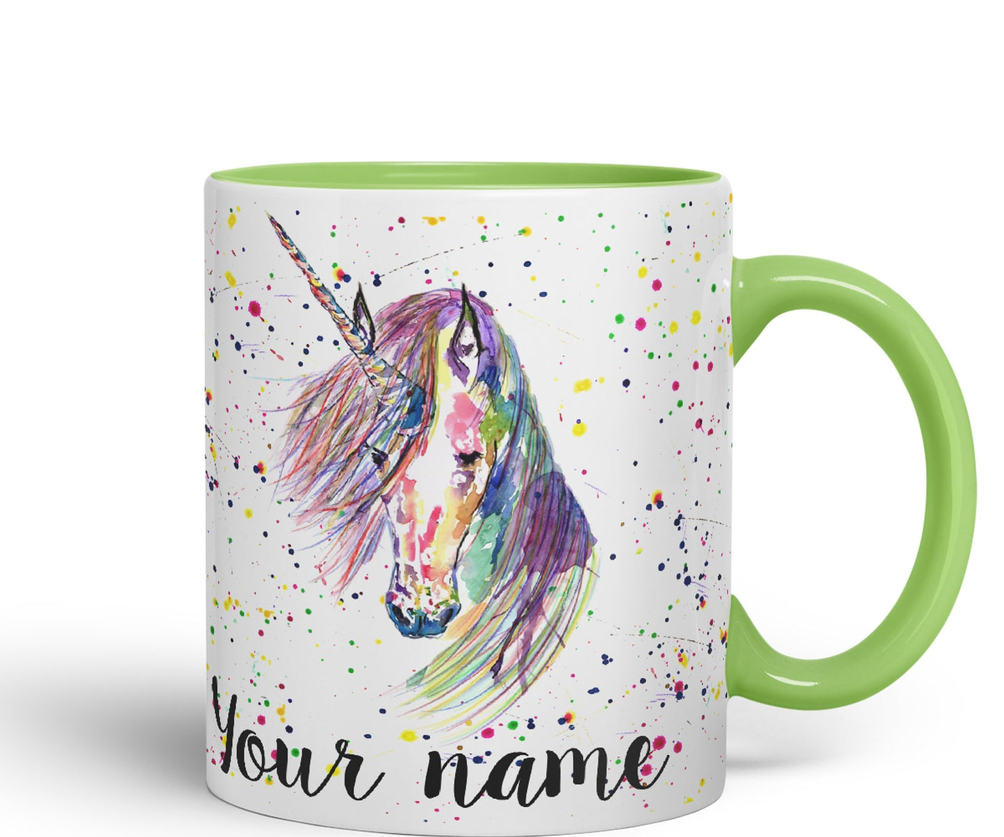 Vixar Personalised with Your Text Unicorn Watercolour Art Coloured Ceramic Mug Cup Gift 330ml 11oz Custom Work Office Tea Coffee (O2)