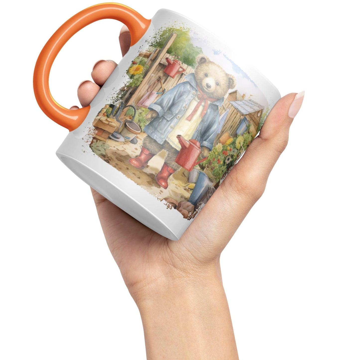 Vixar Teddy Bear Gardener Women Garden Ceramic Mug Coloured Mug Cup Gift Birthday Work Office Tea Coffee