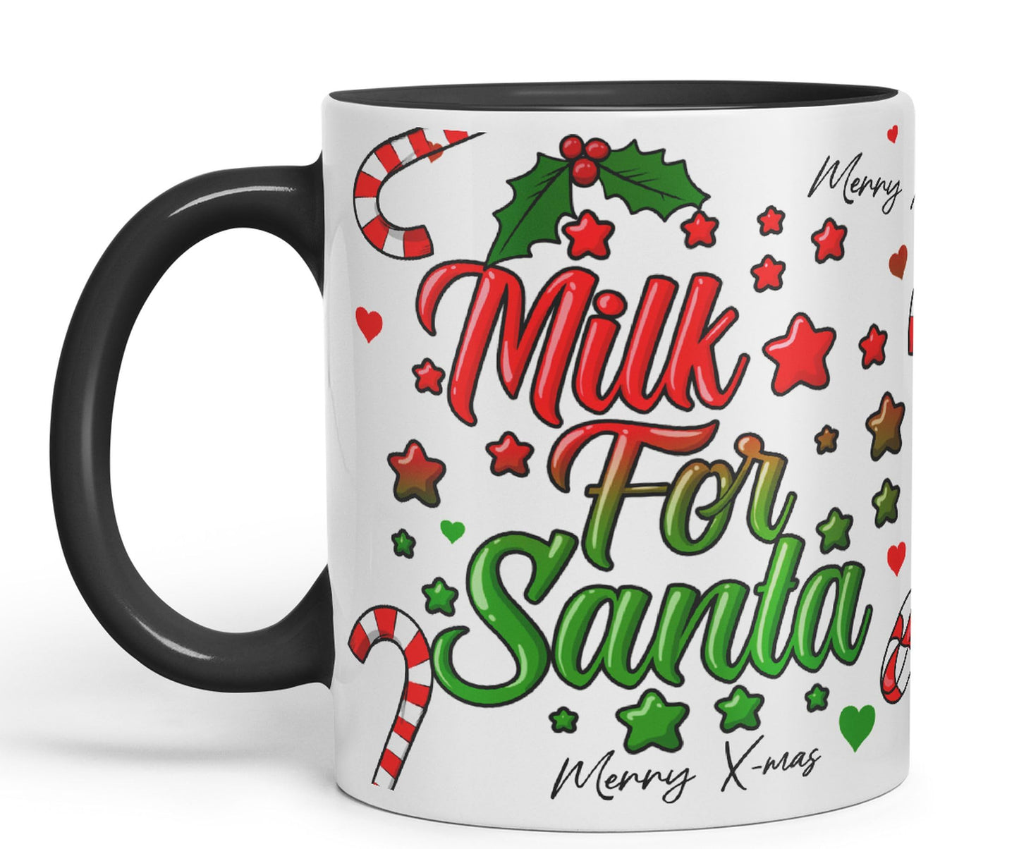 Vixar Milk for Santa Christmas Xmas Designs Tree Presents Coloured Ceramic Mug Cup Gift 330ml 11oz Work Office Tea Coffee Gift (CH3)