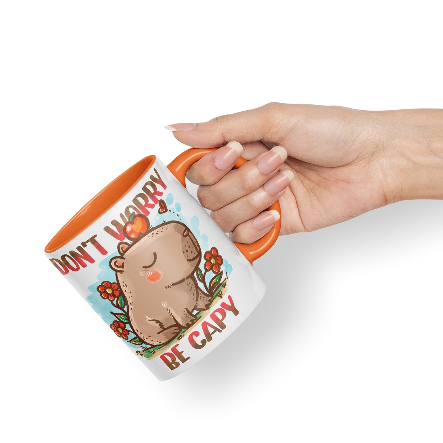 Vixar Capybara Don't Worry Be Capy Kawaii Joke Coloured Ceramic Mug Cup Gift 330ml 11oz Work Office Tea Coffee