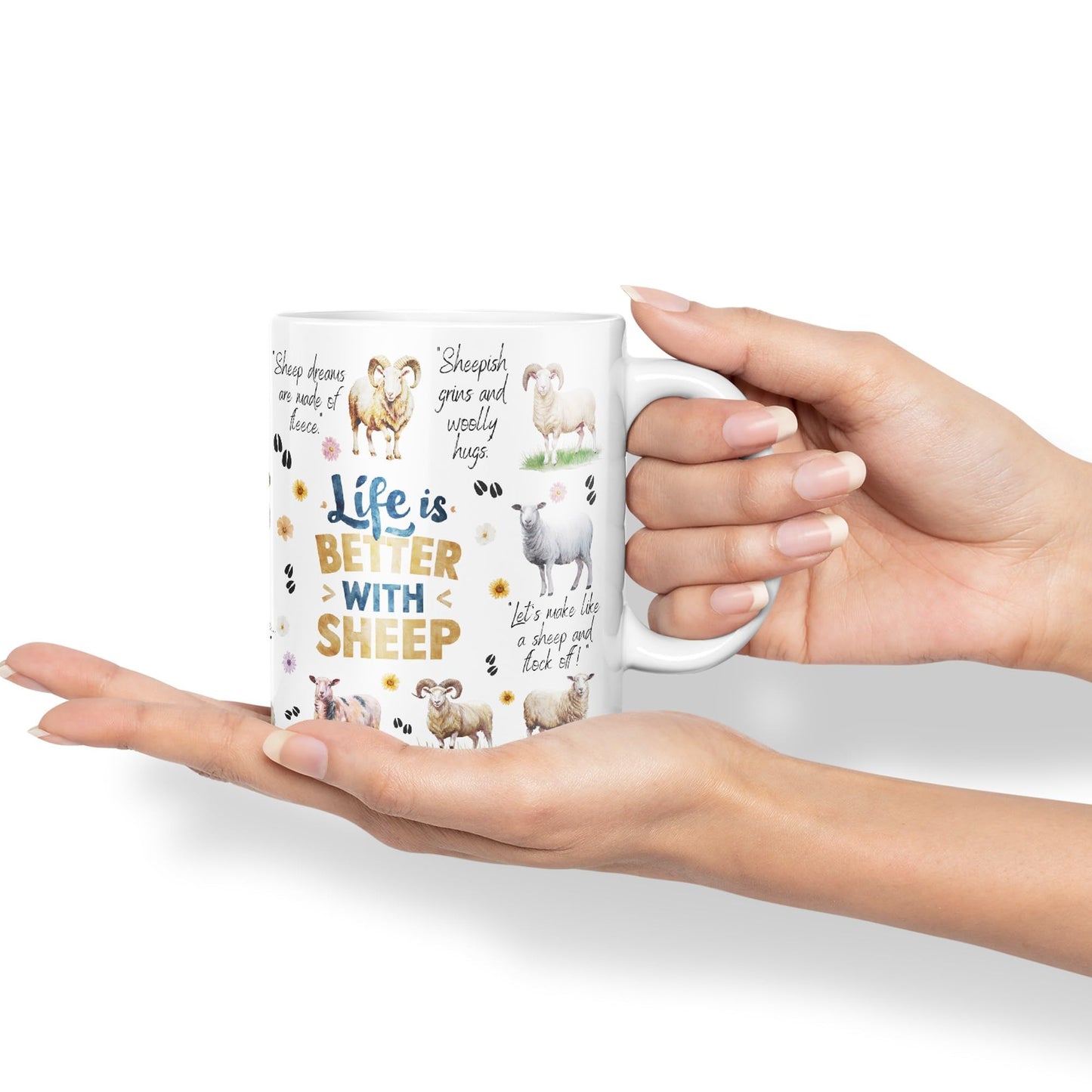 Life Better with Sheep Joke sarkasm Sarcastic Ceramic Coloured Mug Cup for Tea Coffee Hot Brew 330ml 11Oz Gift