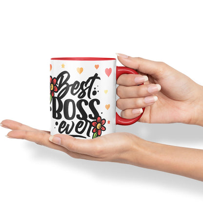 Vixar Best Boss Ever Joke Coloured Ceramic Mug Cup Gift 330ml 11oz Work Office Tea Coffee
