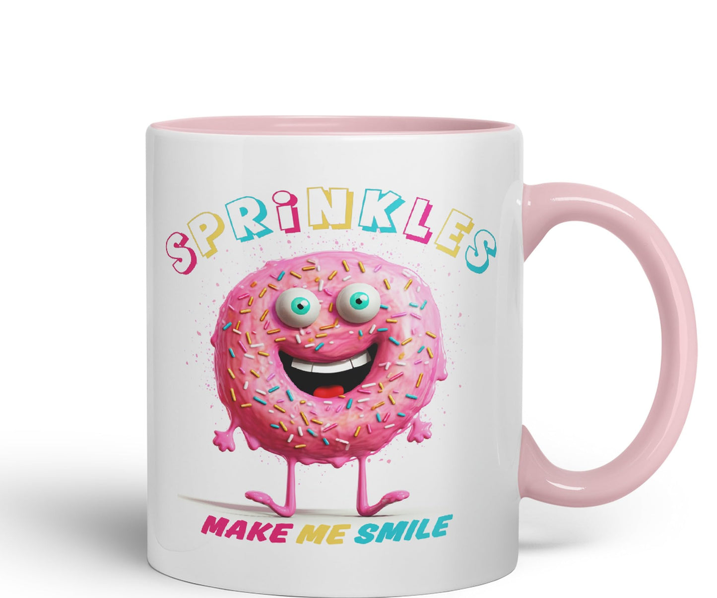 Sprinkles Make Me Smile Sweet Joke sarkasm Sarcastic Ceramic Coloured Mug Cup for Tea Coffee Hot Brew 330ml 11Oz Gift