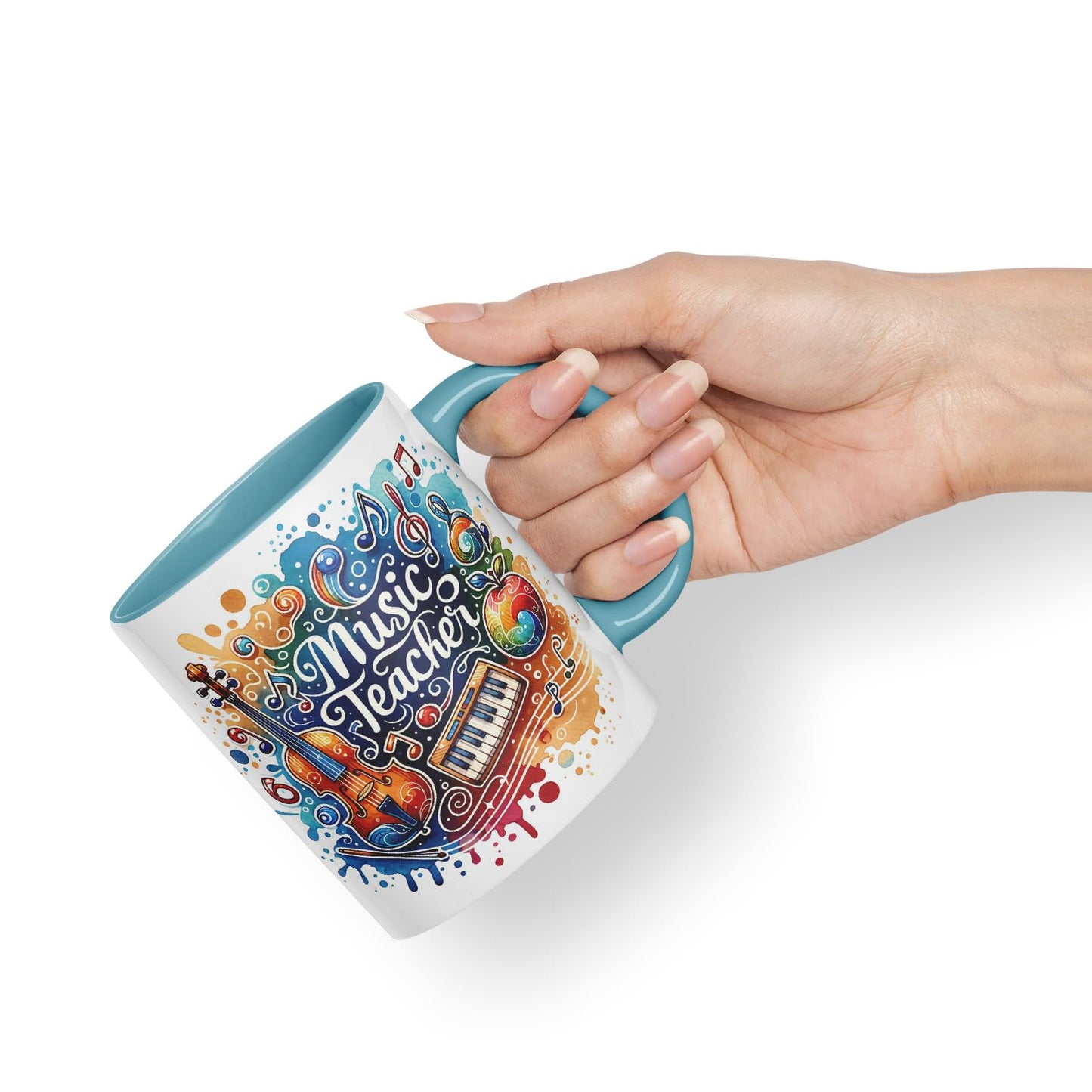 Vixar Music Teacher Mug Thank You, End of School Gift Ceramic Coloured Mug Cup for Tea Coffee Hot Brew 330ml 11Oz Gift