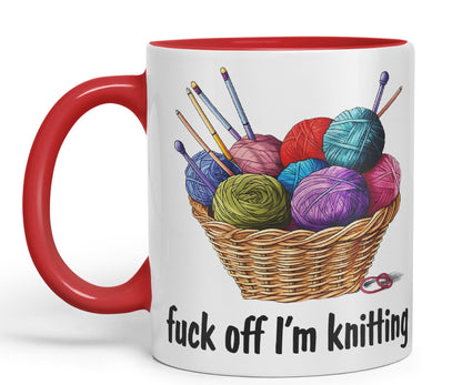 I'm Knitting f.. Off Joke Sarcastic Ceramic Coloured Mug Cup for Tea Coffee Hot Brew 330ml 11Oz