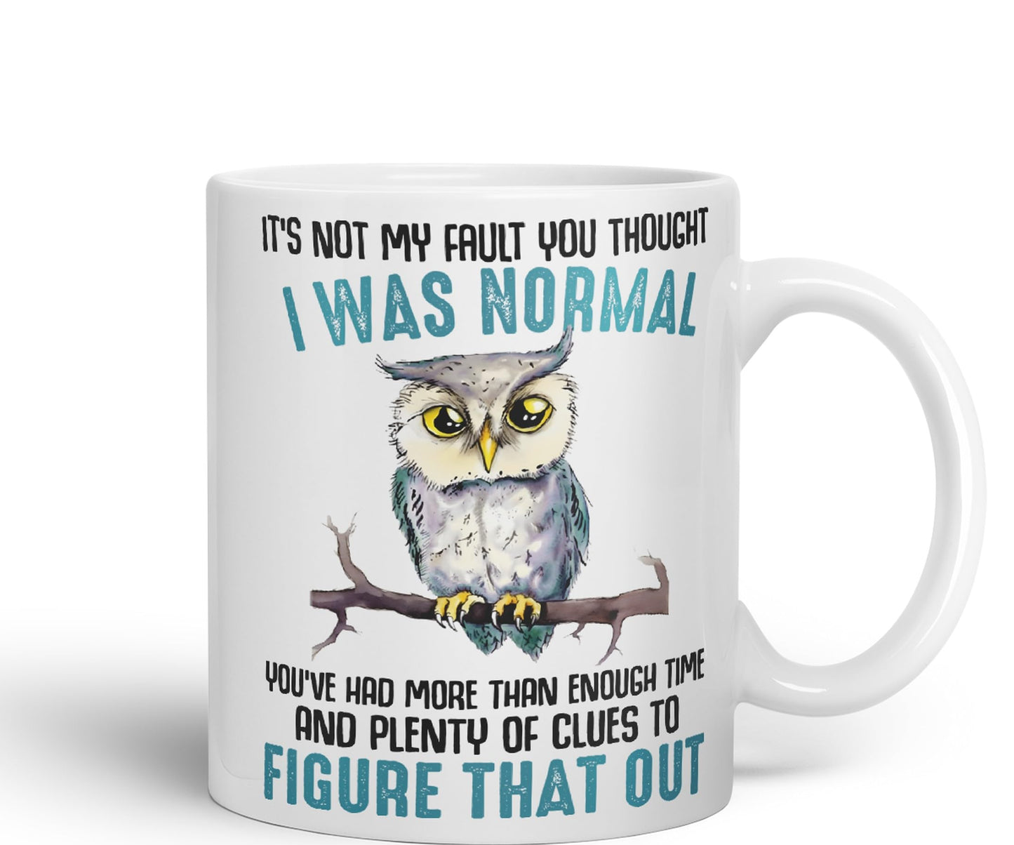 It's Not My Fault YouThought I was Normal, Owl Sarcastic Joke Ceramic Coloured Mug Cup for Tea Coffee Hot Brew 330ml 11Oz