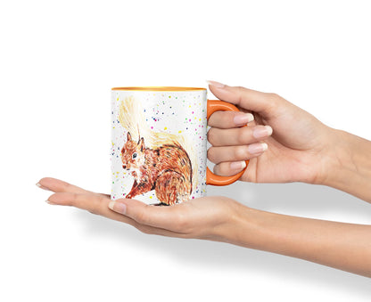 Vixar Squirrel Wildlife Natural Animals Watercolour Art Coloured Mug Cup Gift Birthday Work Office Tea Coffee