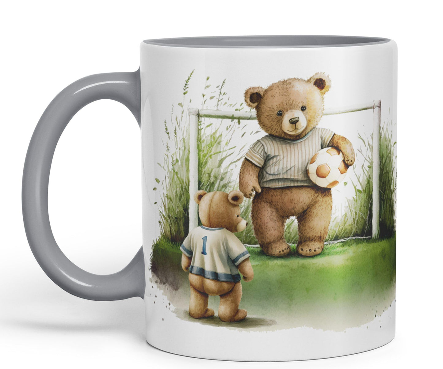 Vixar Teddy Bear Football Father and Son Ceramic Mug Coloured Mug Cup Gift Birthday Work Office Tea Coffee