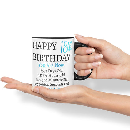 Vixar But Who's Counting Happy 18th Birthday Ceramic Coloured Mug Cup Gift Days Hours Minutes (Blue)