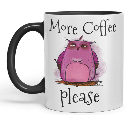 Vixar More Coffee Please owl Ceramic Coloured Mug Cup Gift Tea Coffee Christmas Office Home Joke Sarcastic