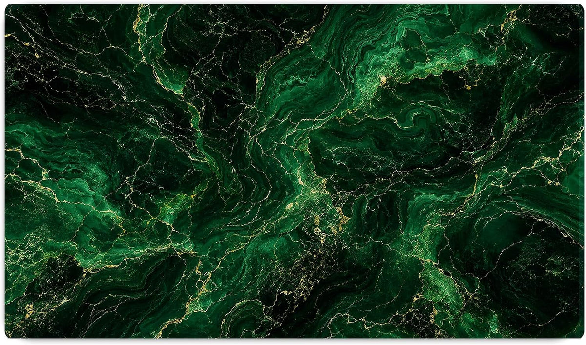Vixar Emerald Green Gold Marble Large Desk Mat – Luxury Stone Pattern Fabric Mouse Pad with 3mm Non-Slip Rubber Base, 600 x 350mm (green)