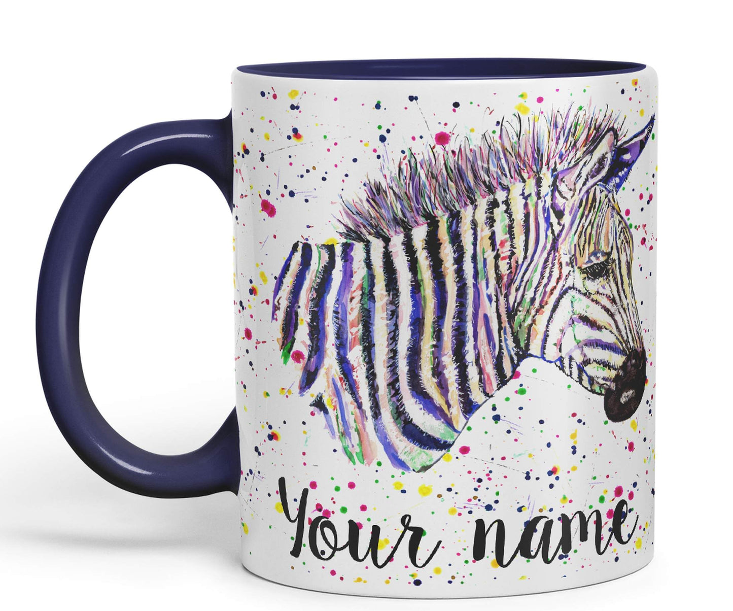 Vixar Personalised with Your Text Zebra Wildlife Animals Art Coloured Ceramic Mug Cup Gift 330ml 11oz Custom Work Office Tea Coffee