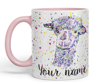 Vixar Personalised with Your Text Llama glama Animals Watercolour Art Coloured Ceramic Mug Cup Gift 330ml 11oz Custom Work Office Tea Coffee