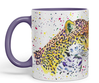 Jaguar Big Cat Safari animals Watercolour Ceramic Coloured Mug Cup for Tea Coffee Hot brew 330ml 11Oz Gift