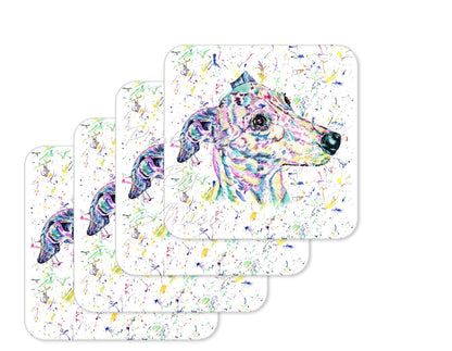Coaster Greyhound Racing Dog Pet Animals Coasters Watercolour Art Gift Work Office Dining Tea coffee