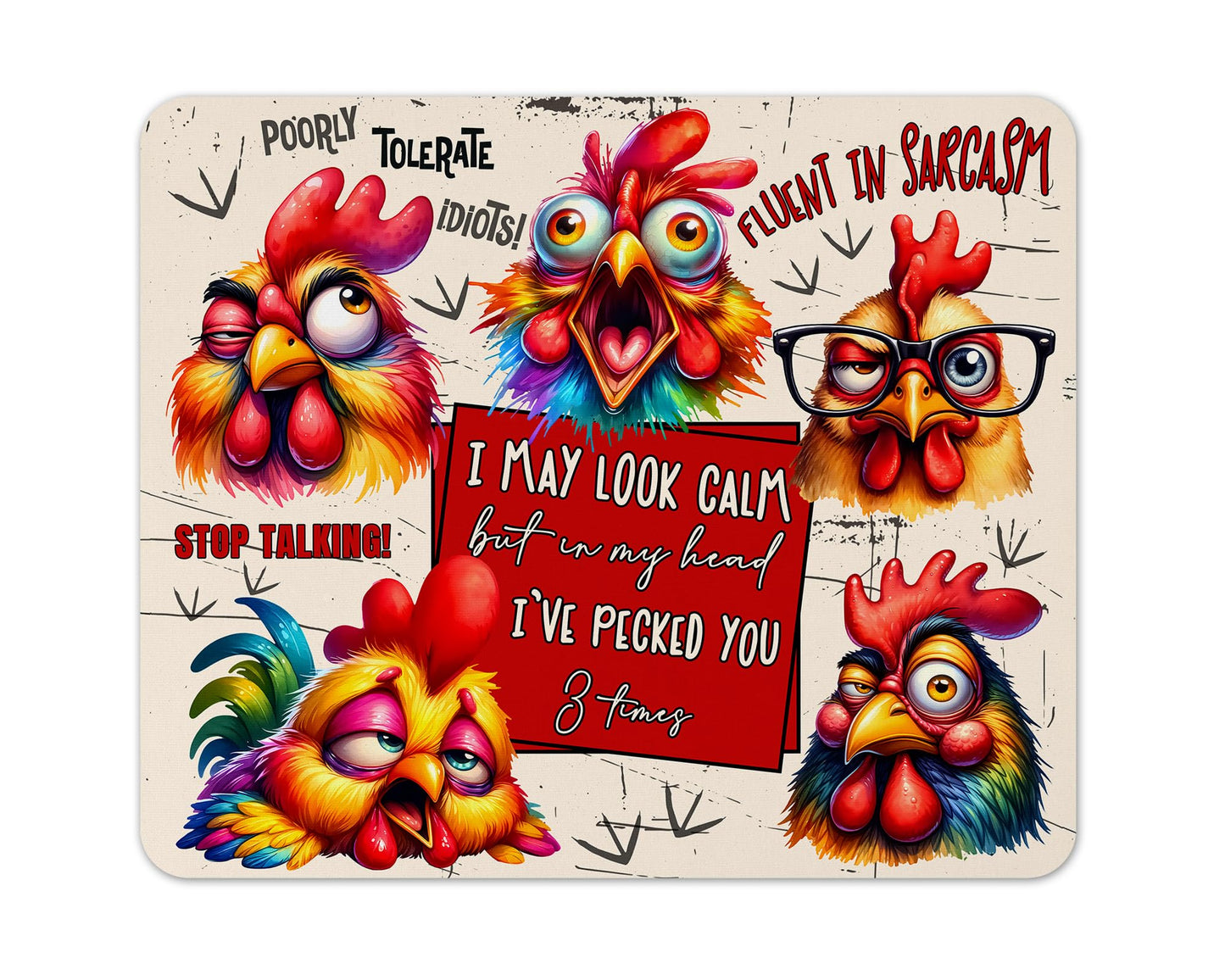 Funny Animals Fabric Mouse Pad 5mm Rectangle – Sarcastic Gift for Desk, Office & Home, 196×235 mm