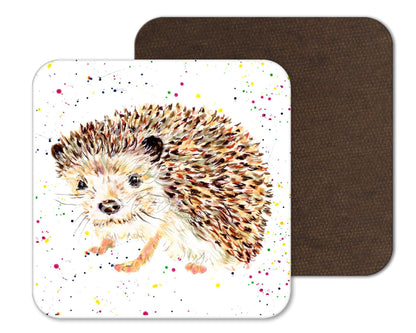 Coaster Hedgehog British Wildlife Hand Painted Animals Coasters Watercolour Art Gift Work Office Dining Tea coffee