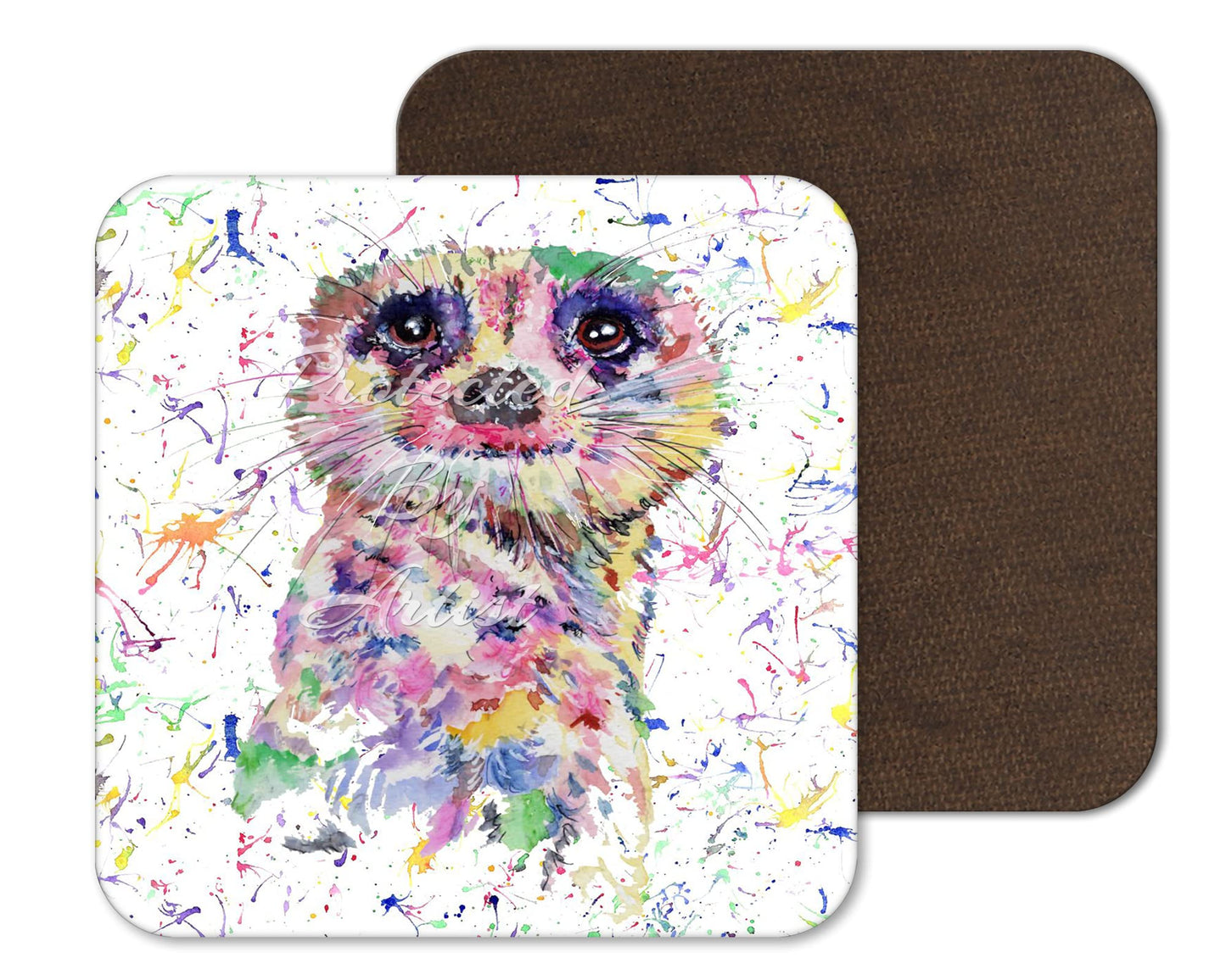 Coaster Meerkat Dessert Wildlife Animals Coasters Watercolour Art Gift Work Office Dining Tea coffee