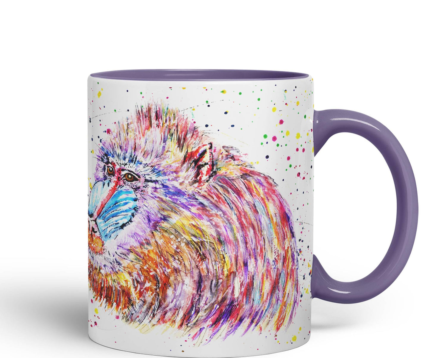 Vixar Mandrill Monkey Ape Animals Watercolour Art Coloured Ceramic 330 ml Mug Cup Gift Birthday Work Office Tea Coffee
