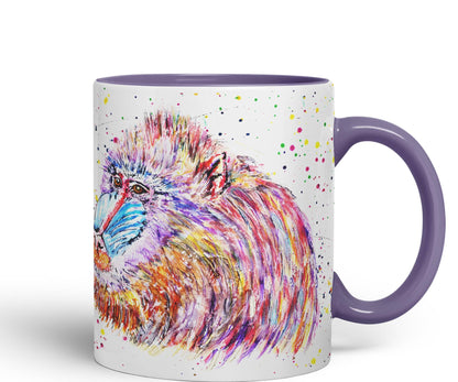 Vixar Mandrill Monkey Ape Animals Watercolour Art Coloured Ceramic 330 ml Mug Cup Gift Birthday Work Office Tea Coffee
