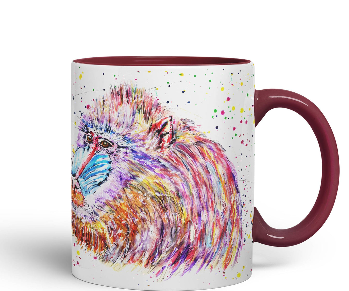 Vixar Mandrill Monkey Ape Animals Watercolour Art Coloured Ceramic 330 ml Mug Cup Gift Birthday Work Office Tea Coffee