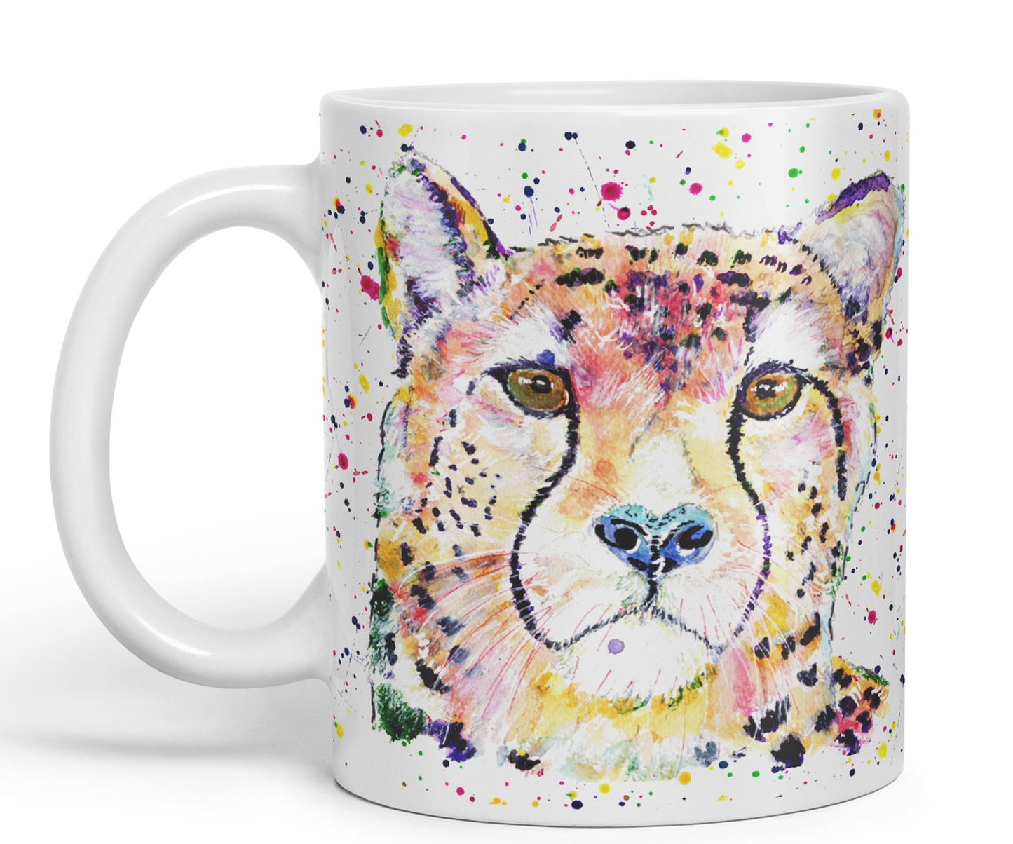 Cheatah Big Cat Safari animals Watercolour Ceramic Coloured Mug Cup for Tea Coffee Hot brew 330ml 11Oz Gift
