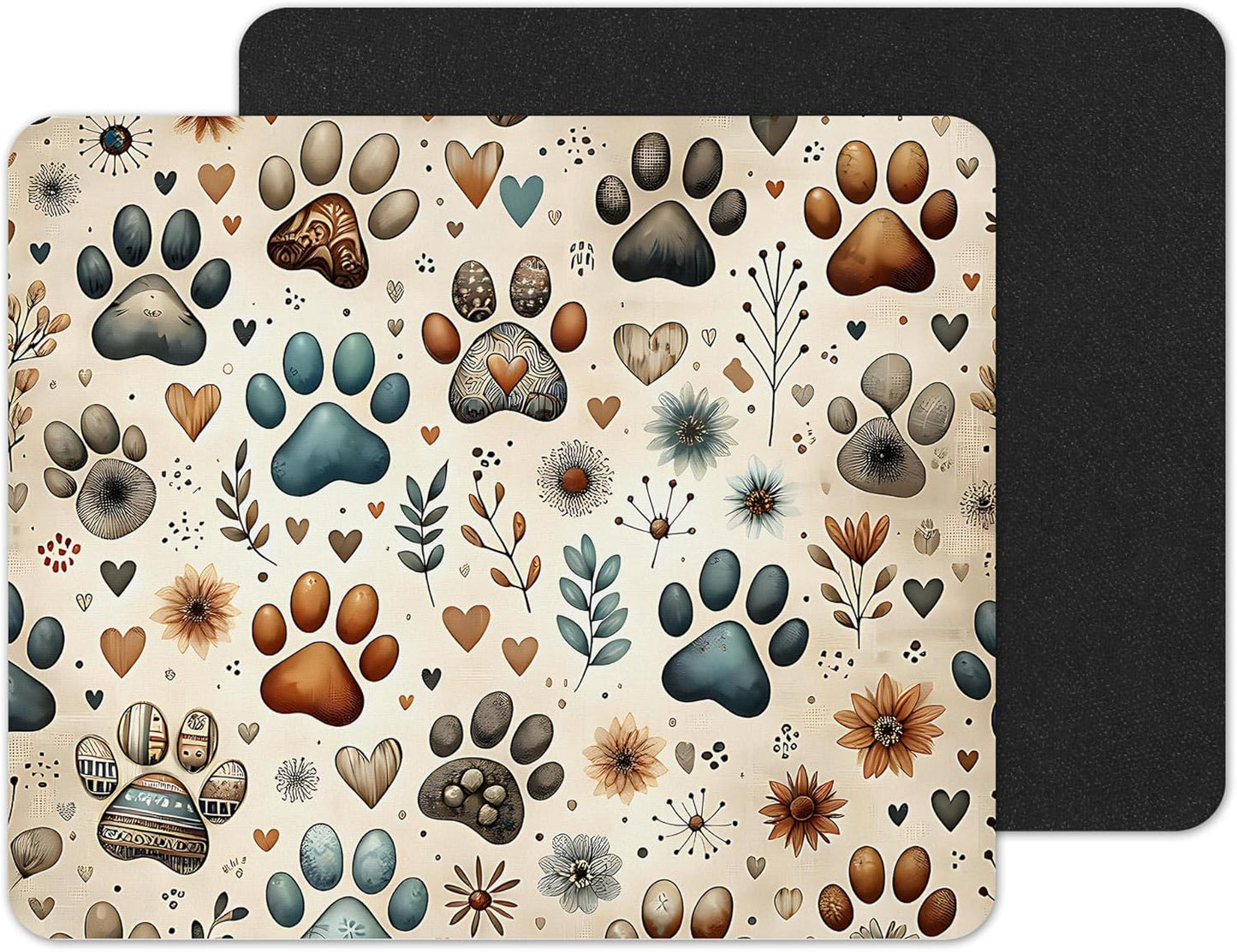 Vixar Paws & Hearts – Cute Pet Lovers Fabric Mouse Pad 5mm Rectangle