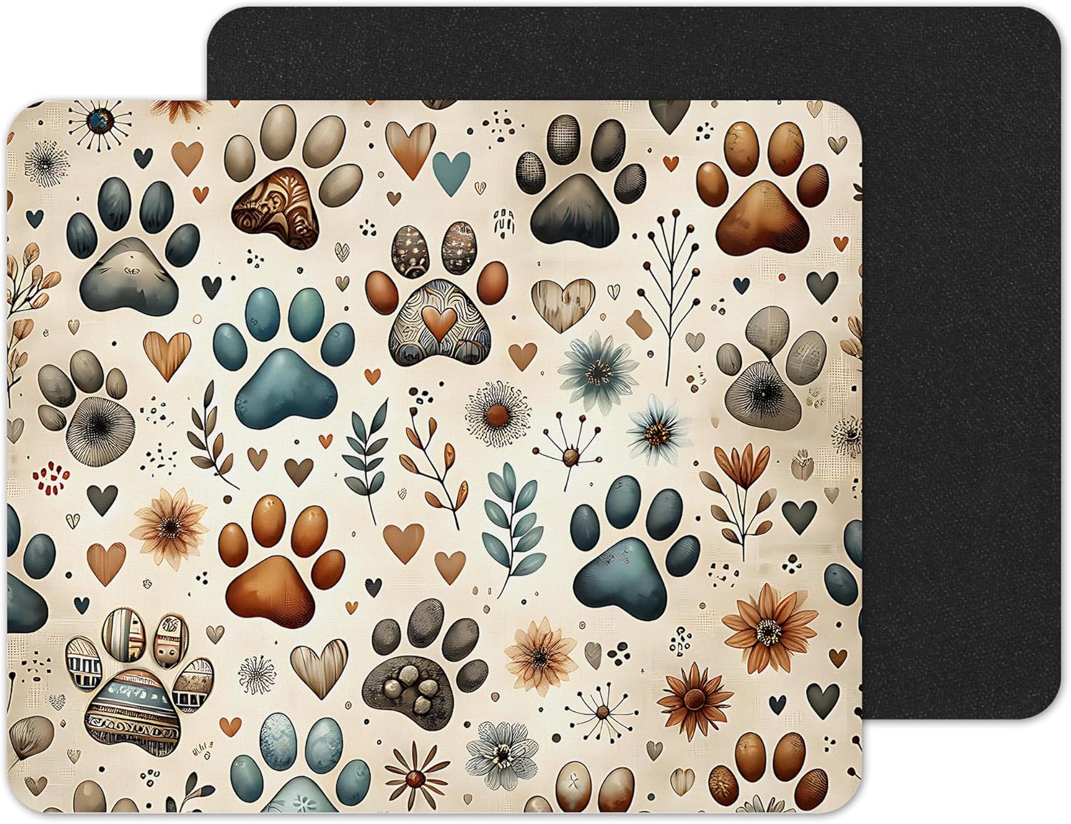 Vixar Paws & Hearts – Cute Pet Lovers Fabric Mouse Pad 5mm Rectangle
