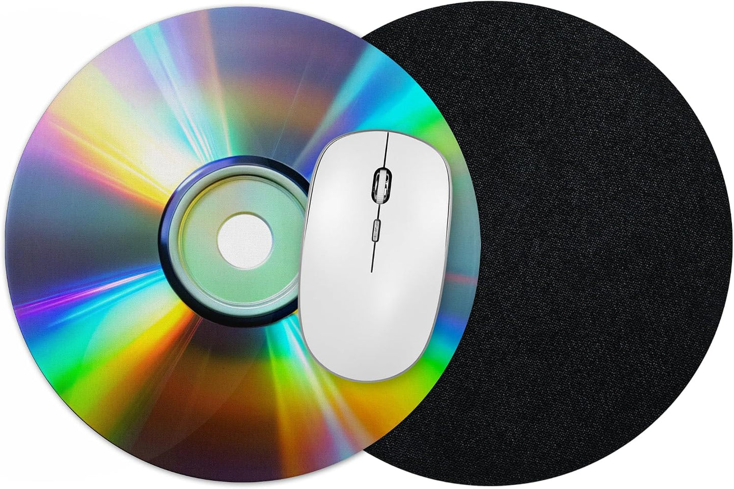Vixar Compact Disc Round Mouse Mat – Colourful CD Fabric Mouse Pad with 5mm Non-Slip Rubber Base, 202mm (CD)
