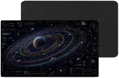 Vixar Futuristic Orbit Diagram Large Desk Mat – Colourful Space Tech Fabric Mouse Pad with 3mm Non-Slip Rubber Base, 600 x 350mm