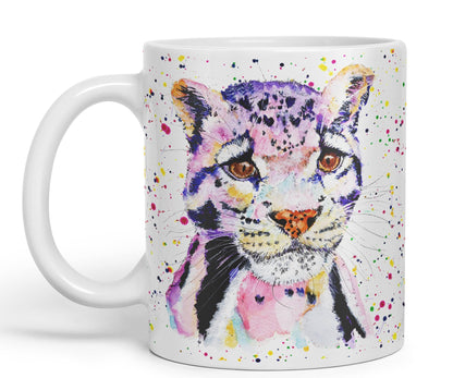 Leopart Big Cat Safari animals Watercolour Ceramic Coloured Mug Cup for Tea Coffee Hot brew 330ml 11Oz Gift