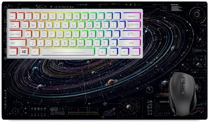 Vixar Futuristic Orbit Diagram Large Desk Mat – Colourful Space Tech Fabric Mouse Pad with 3mm Non-Slip Rubber Base, 600 x 350mm