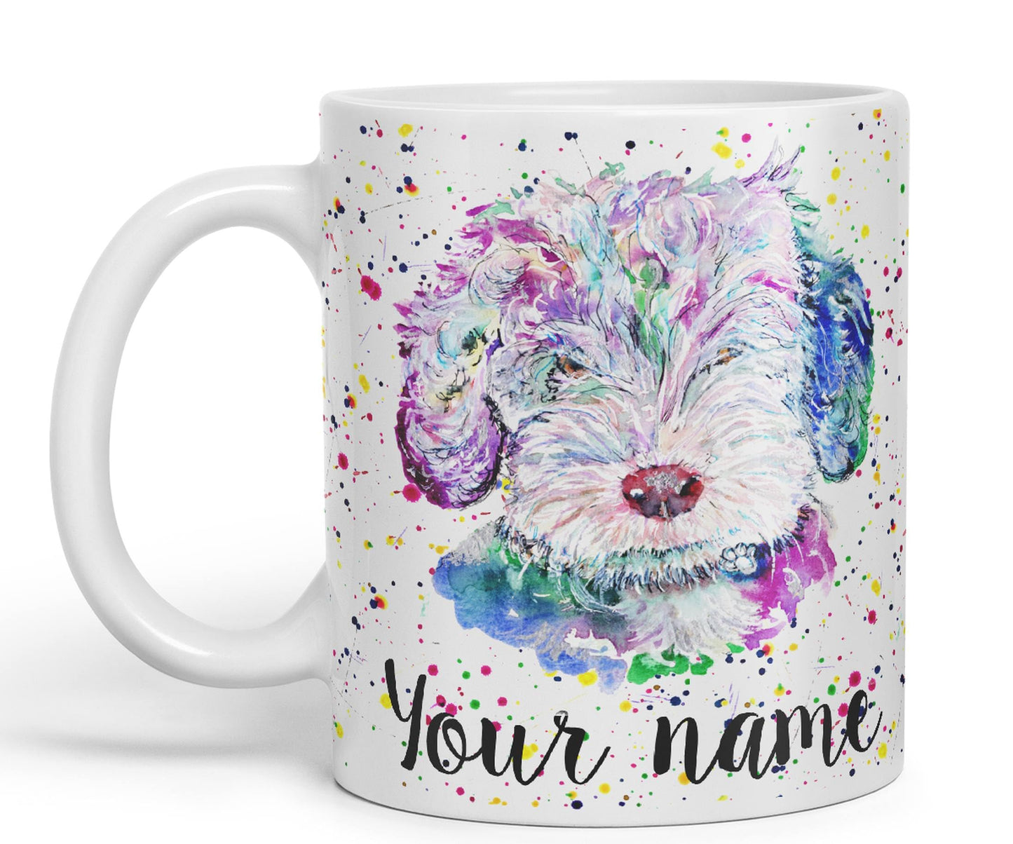 Vixar Personalised with Your Text Cockapoo Cockerpoo Dog Pet Animals Watercolour Art Coloured Ceramic Mug Cup Gift 330ml 11oz Custom Work Office Tea Coffee