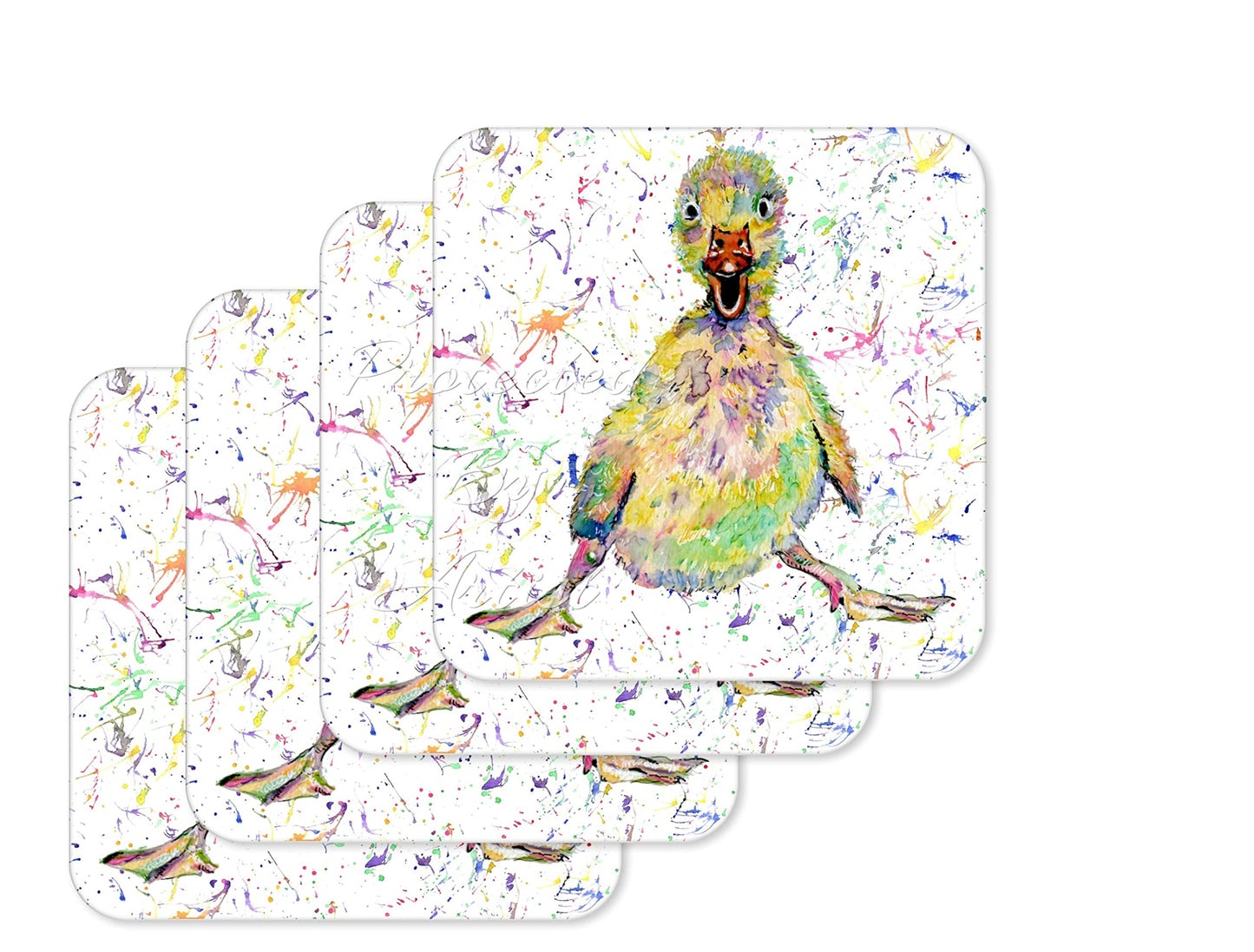 Coaster Ducklink Duck Baby Farm Animals Coasters Watercolour Art Gift Work Office Dining Tea coffee
