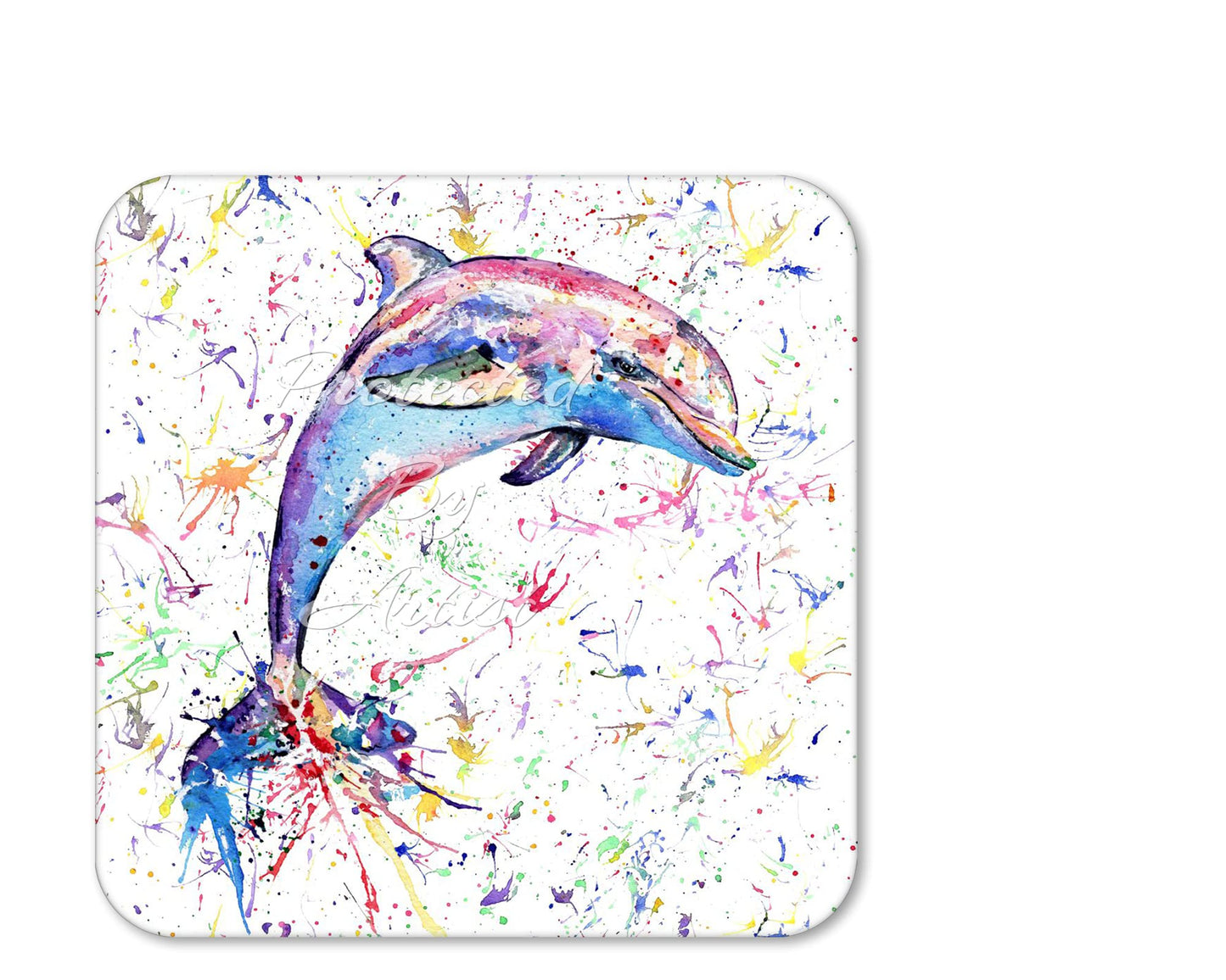 Coaster Dolphin Sea Animals Coasters Watercolour Art Gift Work Office Dining Tea coffee