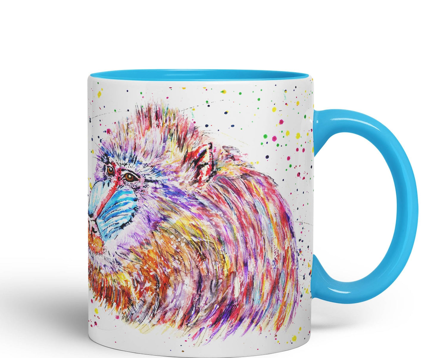 Vixar Mandrill Monkey Ape Animals Watercolour Art Coloured Ceramic 330 ml Mug Cup Gift Birthday Work Office Tea Coffee