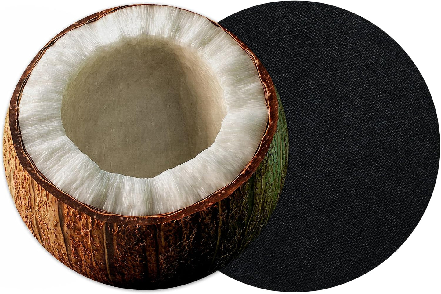 Vixar Coconut Round Mouse Mat – Tropical Fruit Fabric Mouse Pad with 5mm Non-Slip Rubber Base, 202mm (Coconut)