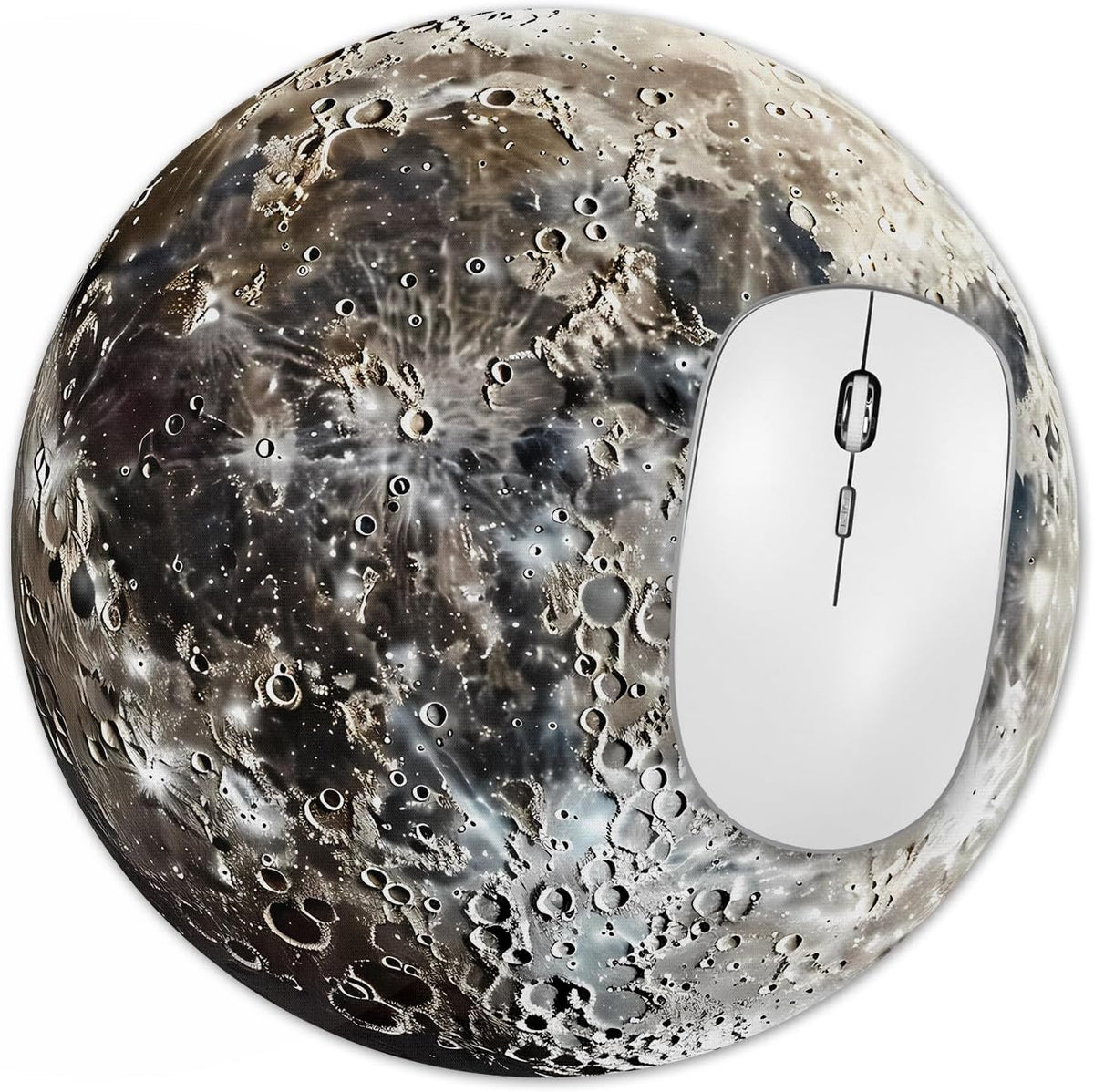 Vixar Moon Round Mouse Mat – Lunar Space Fabric Mouse Pad with 5mm Non-Slip Rubber Base, 202mm (Moon)