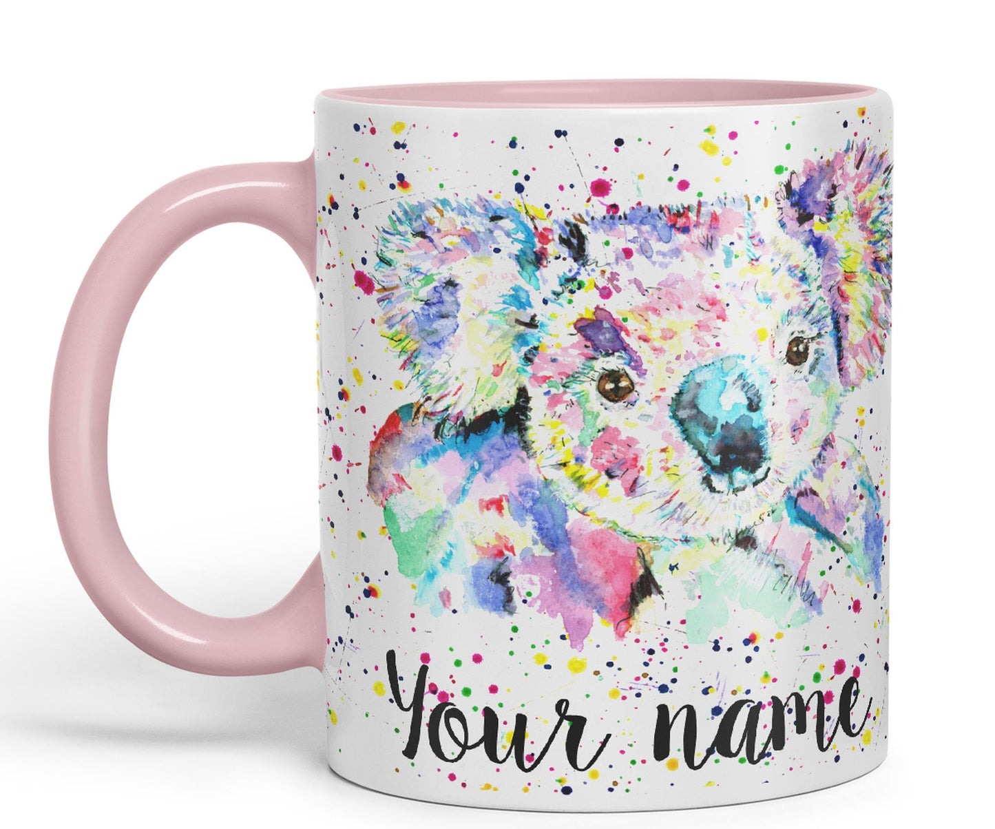 Vixar Personalised with Your Text Koala Bear Animals Watercolour Art Coloured Ceramic Mug Cup Gift 330ml 11oz Custom Work Office Tea Coffee