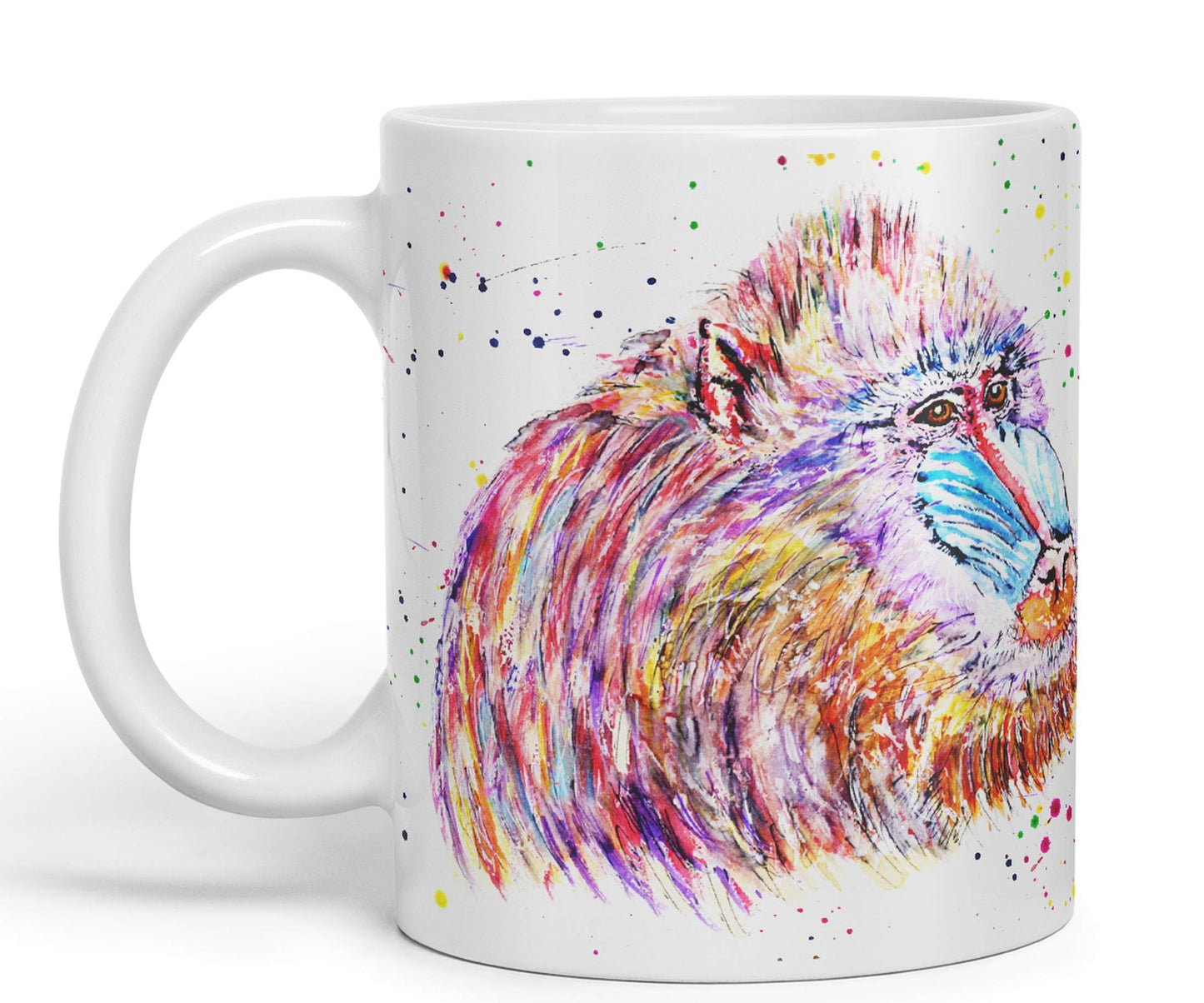 Vixar Mandrill Monkey Ape Animals Watercolour Art Coloured Ceramic 330 ml Mug Cup Gift Birthday Work Office Tea Coffee