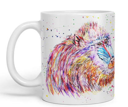 Vixar Mandrill Monkey Ape Animals Watercolour Art Coloured Ceramic 330 ml Mug Cup Gift Birthday Work Office Tea Coffee