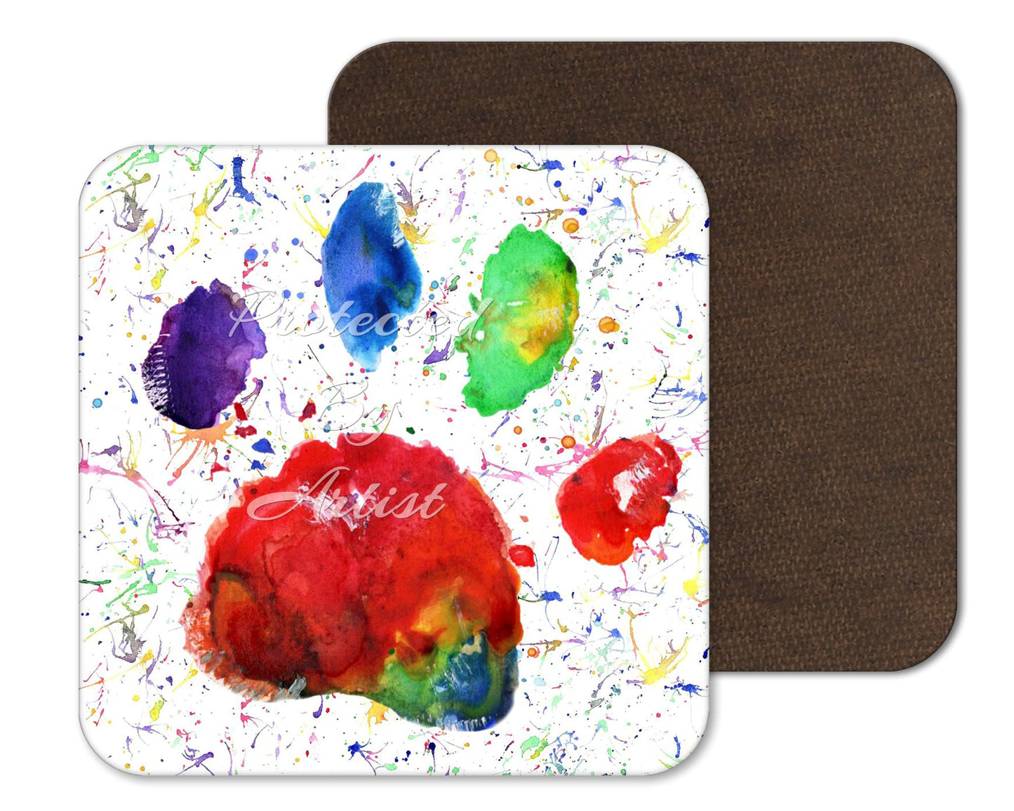 Coaster Cat Paw Pawprint Bridge cat Coasters Watercolour Art Gift Work Office Dining Tea coffee