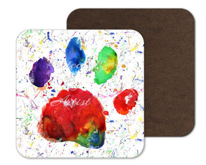Coaster Cat Paw Pawprint Bridge cat Coasters Watercolour Art Gift Work Office Dining Tea coffee