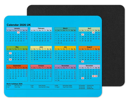 Vixar Calendar 2026 Mouse mat pad for UK with Holiday Non Slip PC Desktop Laptop for office school work home