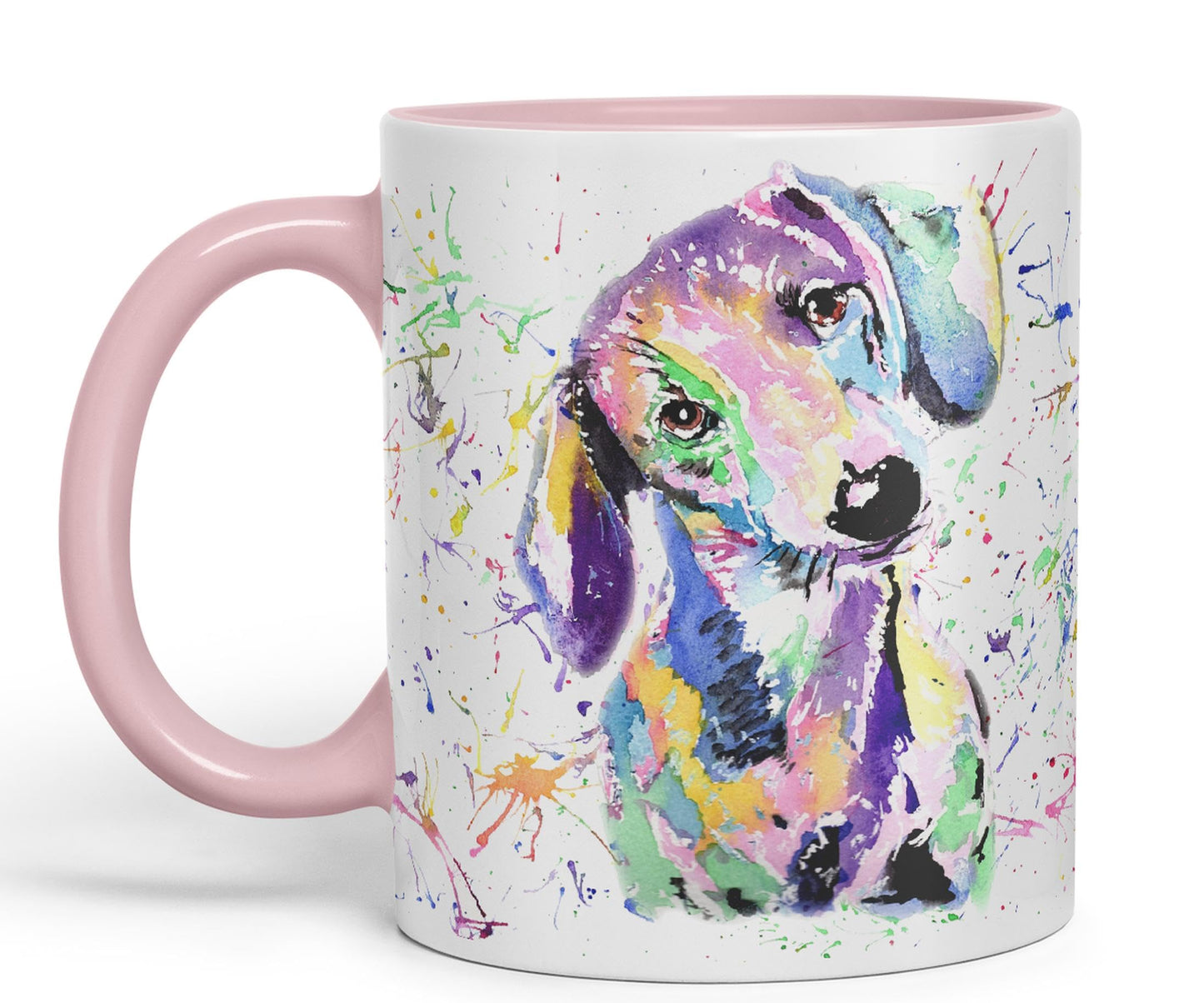 Vixar Dachshund Dog Sausage Wiener Badger Pet Watercolour Rainbow Art Ceramic 330 ml Coloured Mug Cup Gift Birthday Work Office Christmas Tea Coffee